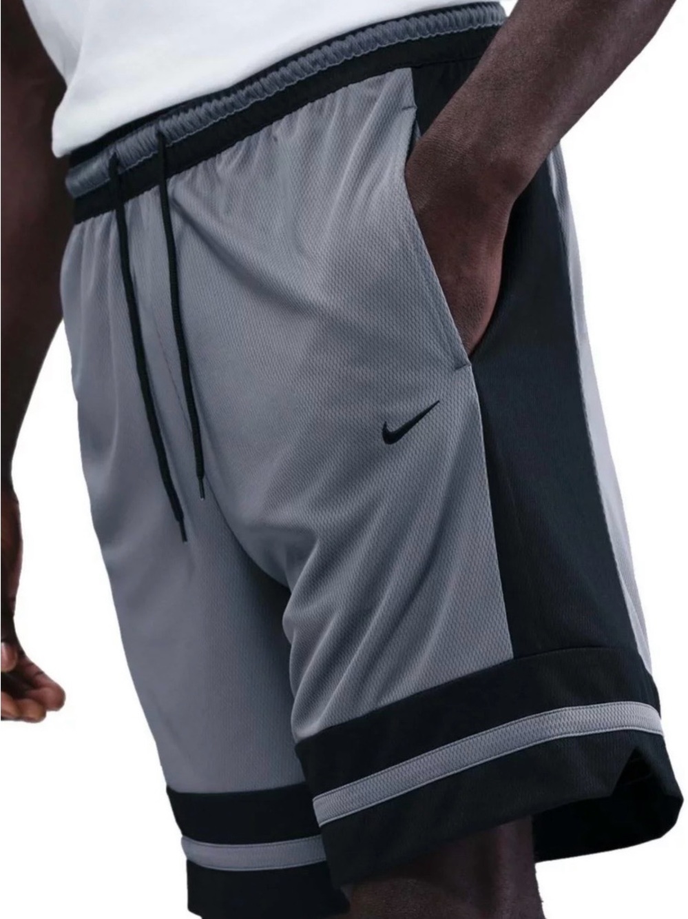 Nike Men's Basketball Shorts XL Grey/Black NWT Dri-Fit Pockets